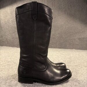 Frye Black Leather Tall Pull-On Riding Boots